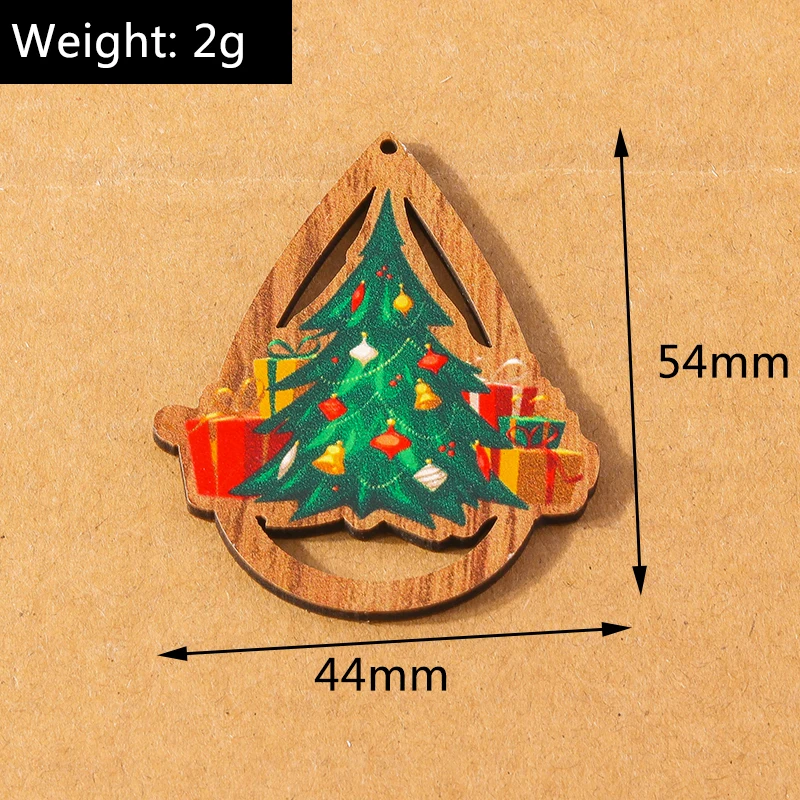 10 Stück Holzanhänger in Wassertropfenform für Weihnachtsschmuck, Hirsch- und Weihnachtsmann-Anhänger, DIY-Halsketten- und Ohrring-Zubehör – Detail 4