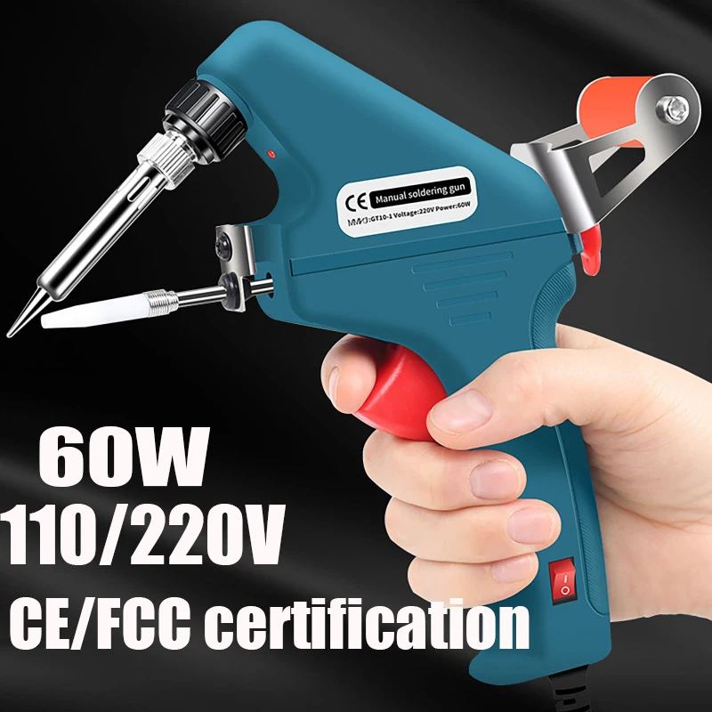 

60W 110V/220V Soldering Gun Electronic Welding Torches Hand-Held Internal Heated Automatic Tin Feeding Machine Power Repair Tool