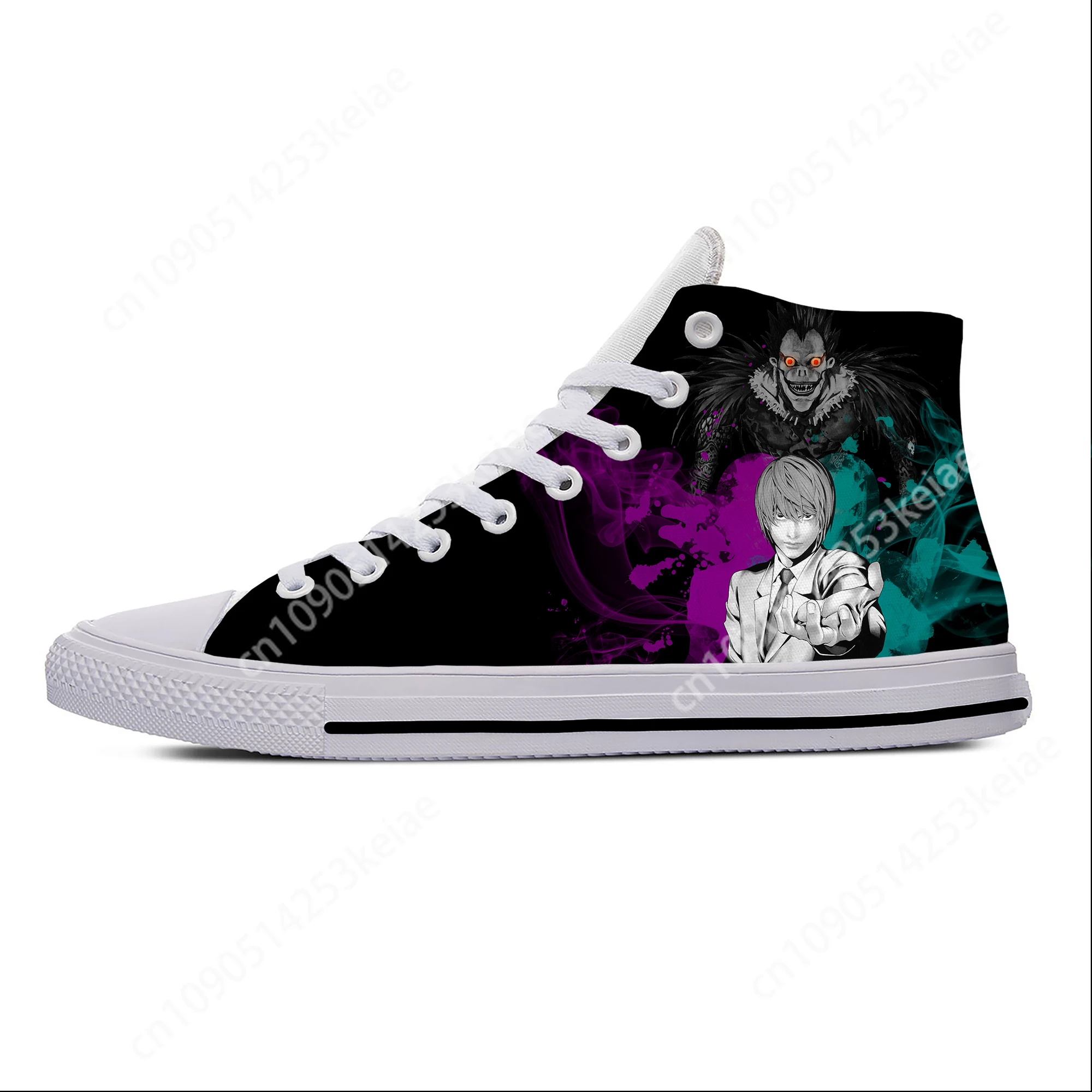 Anime Cartoon Death Note L Lawliet Yagami Scarpe di stoffa casual leggere Sneakers alte leggere e traspiranti con stampa 3D per uomo e donna