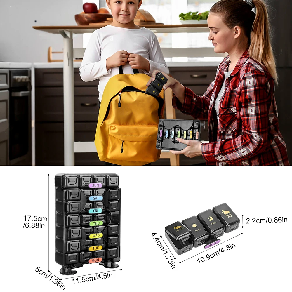 1 قطعة منظم حبوب منع الحمل 4 مرات في اليوم منظم حبوب منع الحمل مع درج مصممة صندوق حبوب منع الحمل الكبير علبة حبوب السفر صندوق دواء 7 أيام #6