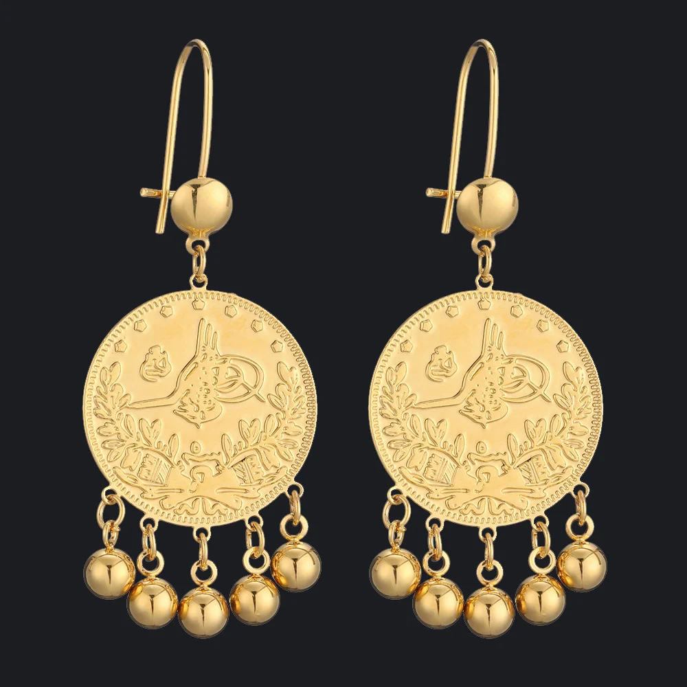 Muslim Ancient Coins Fashion Earrings Luxury Ladies Earrings Arabic Currency Symbol Earrings Luxury Quality Jewelry Vintage