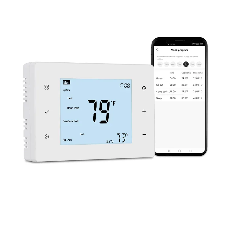 

Weekly Programmable Digital Smart 24v Wifi Thermostat for Heating and Cooling System