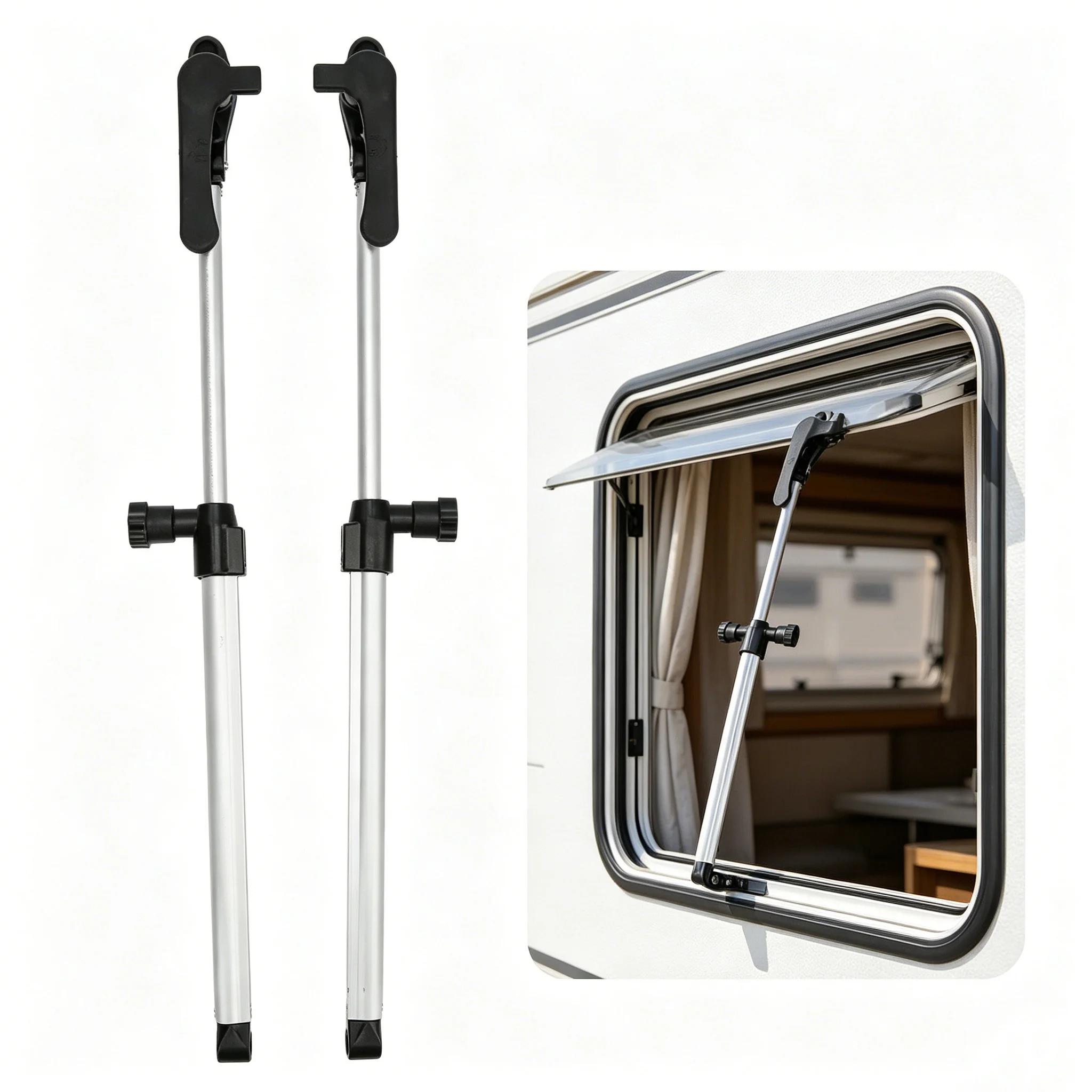 NEW 2pcs RV Window Lift Strut 310‑435mm Telescopic Aluminium Alloy for Motorhome Camper Trailer Caravan RV Window Support Rod