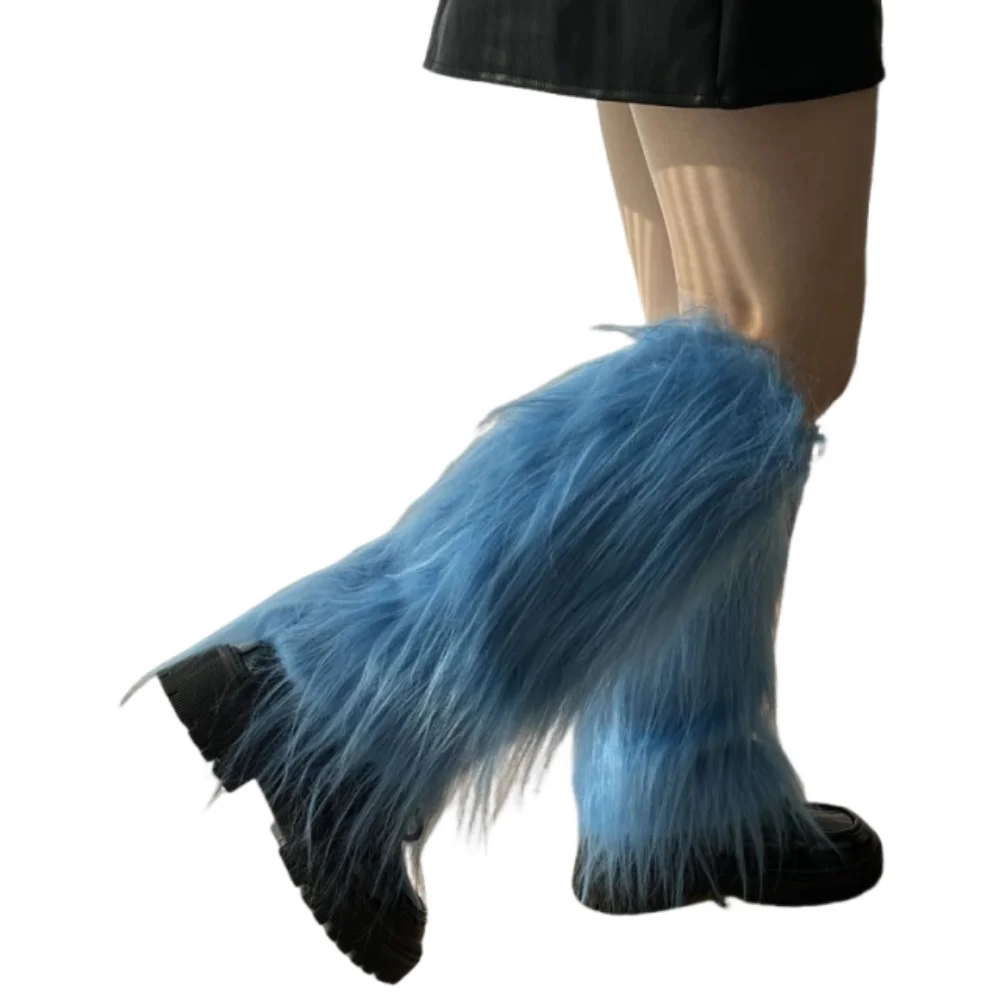 Jambières en fausse fourrure pour filles, 40cm, Y2K, bottes Lolita, couverture douce, couleur unie, manches chaudes aux genoux, épicées