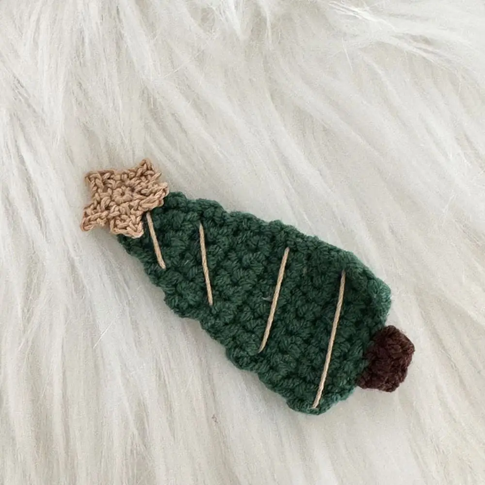 Exquisite Handmade Christmas Hair Clip Woolen Yarn Soft Knitted Xmas Barrettes Creative Star Christmas Tree Hairpin Christmas
