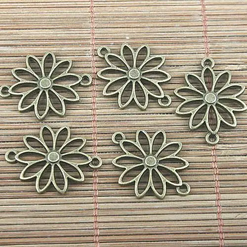 

20pcs 24*19mm hole 1.7mm antiqued bronze color flower connector findings H0438