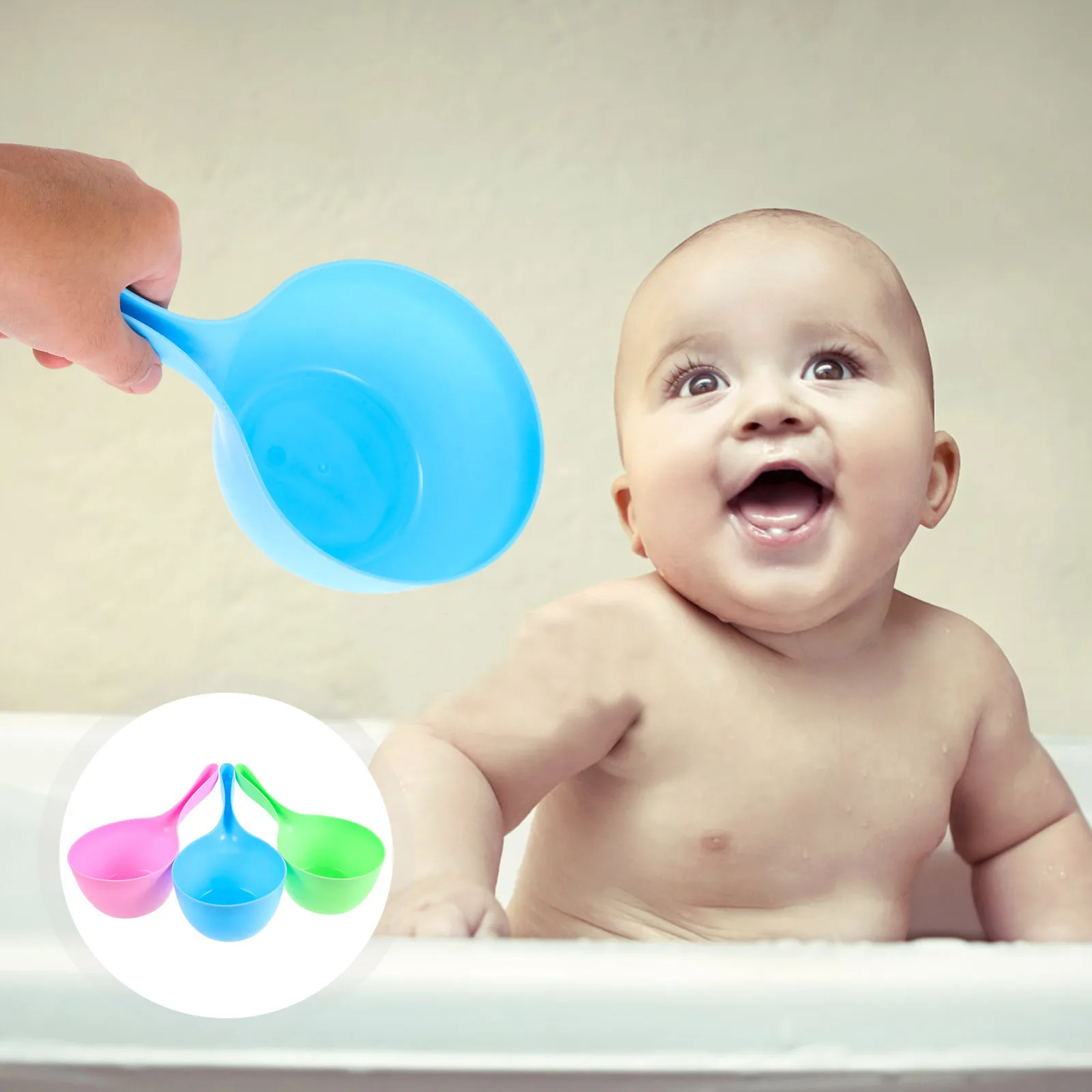 

3Pcs Water Ladle for Kitchen Bath Ladle Thick Plastic Dipper Ergonomic Handle for Home Hotel Restaurant Use Reusable Plant