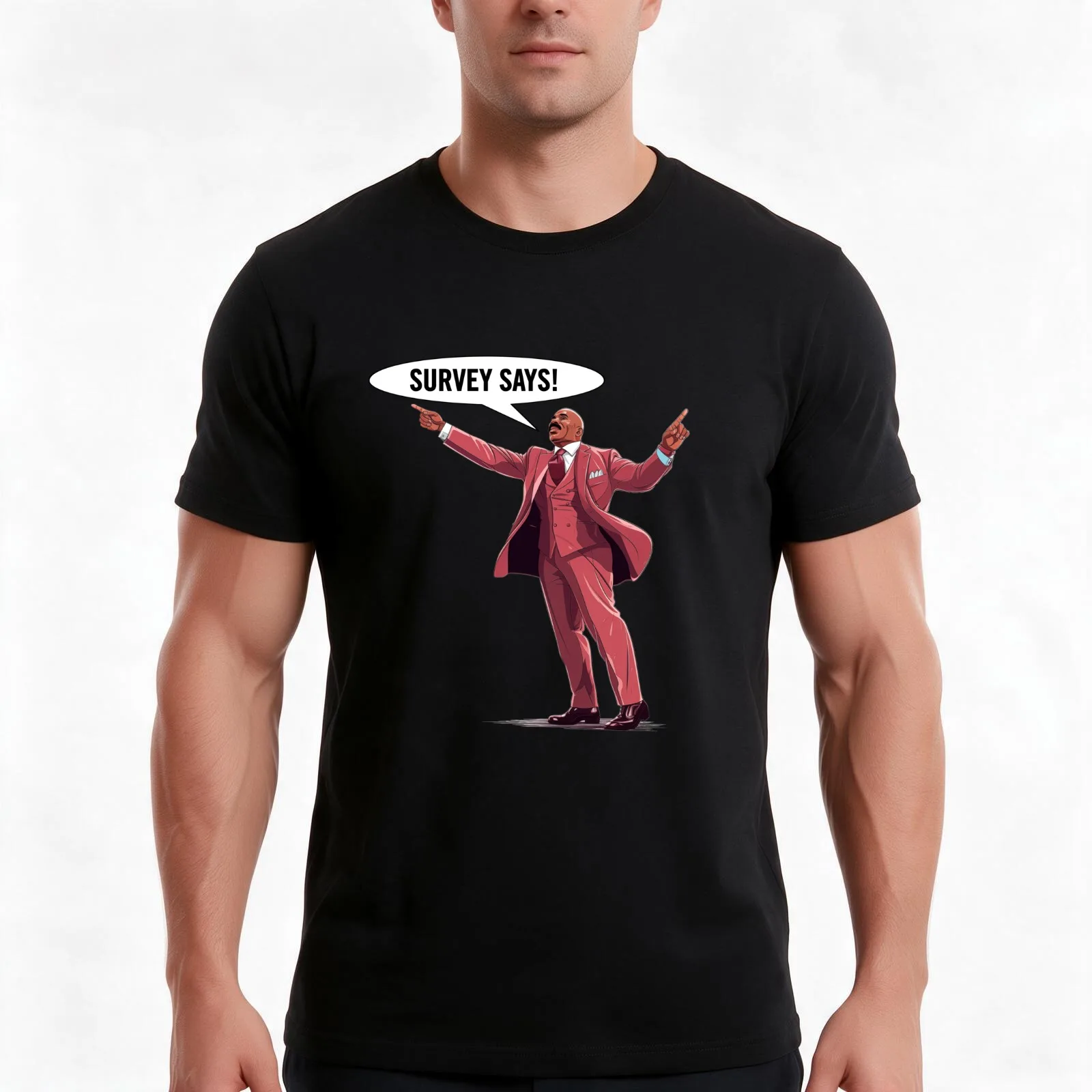 Survey Says! T-Shirt, Summer Casual Cotton Tee, Oversized Streetwear Tops, Vintage Graphic Print, Loose Fit Short Sleeve