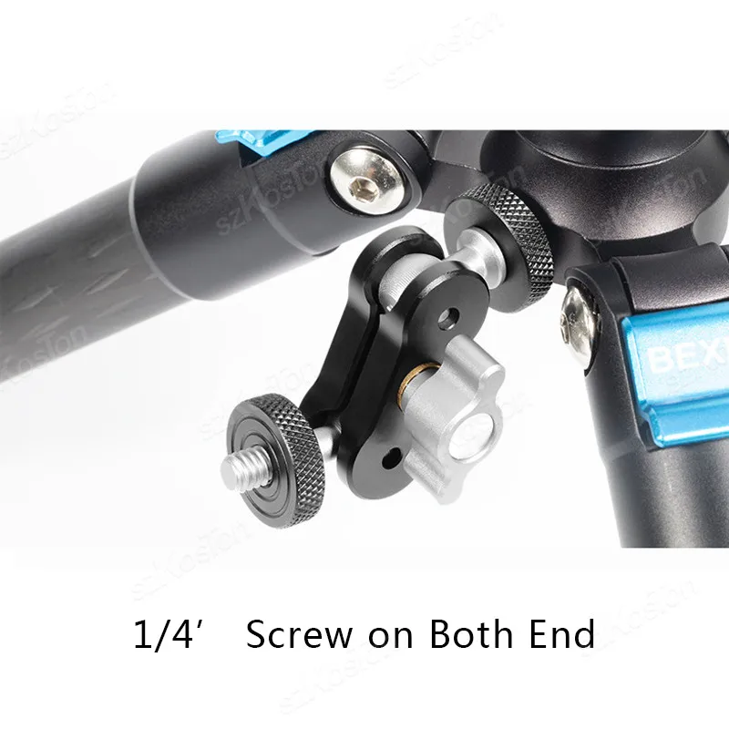 Brazo mágico de doble cabeza de bola con bola 360 de 15 mm °   Soporte extensible de tornillo de 1/4 pulgadas para cámara Gopro DSLR, Monitor, luz de vídeo, micrófono, trípode