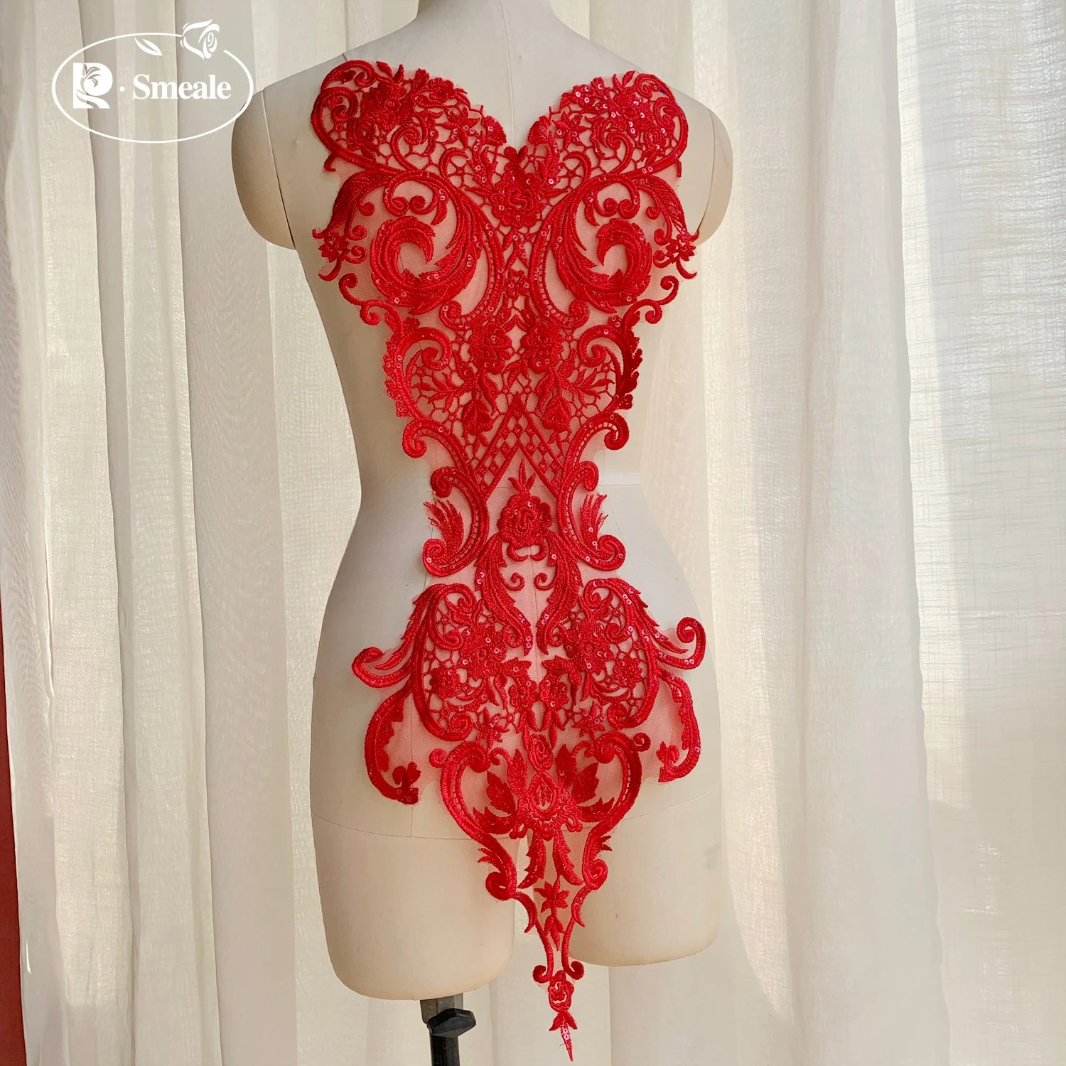 Artificial Silk Sequin Lace Applique Wedding Bridal Gown Accessories Center Flower Home Textile Accessories