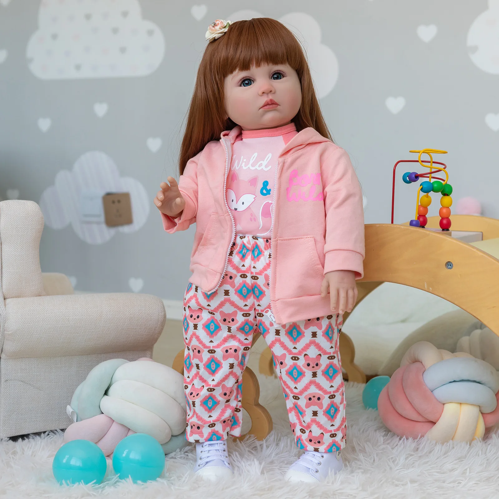 

60CM Julieta Huge Baby Reborn Toddler Girl Doll Soft Cloth Body Cuddly Awake Lifelike High Quality Handmade Collectible Art Doll