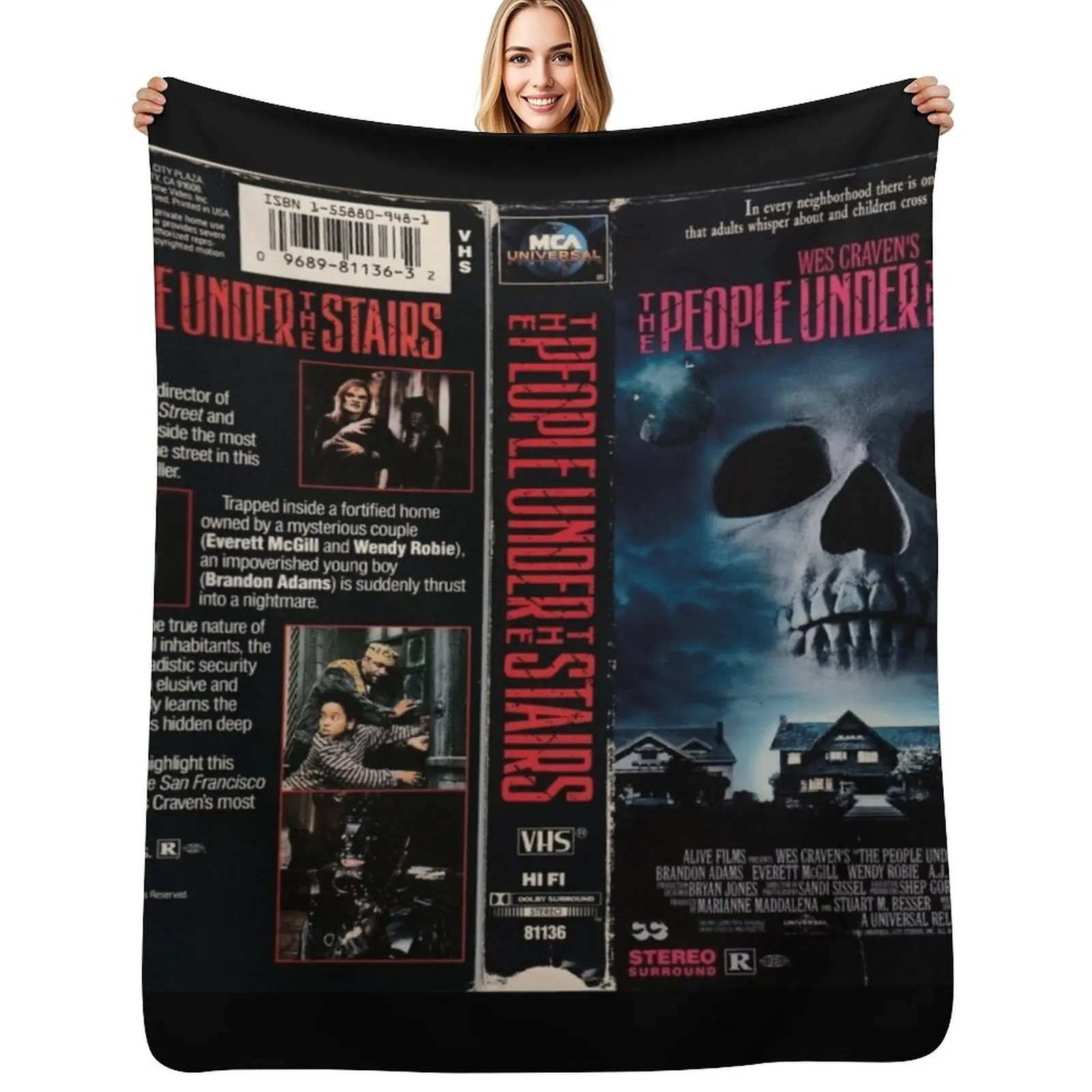 Cobertor macio e quente com arte de capa de VHS de terror, presente para homens, mulheres e adultos