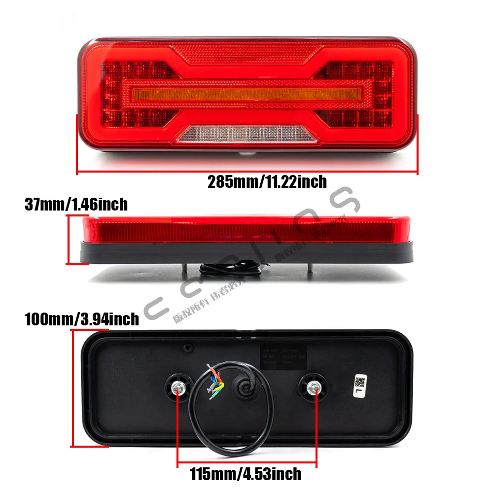 2pcs 12V 24V LED Combination Tail Light Turn Signal Reverse Rear Lamp ...