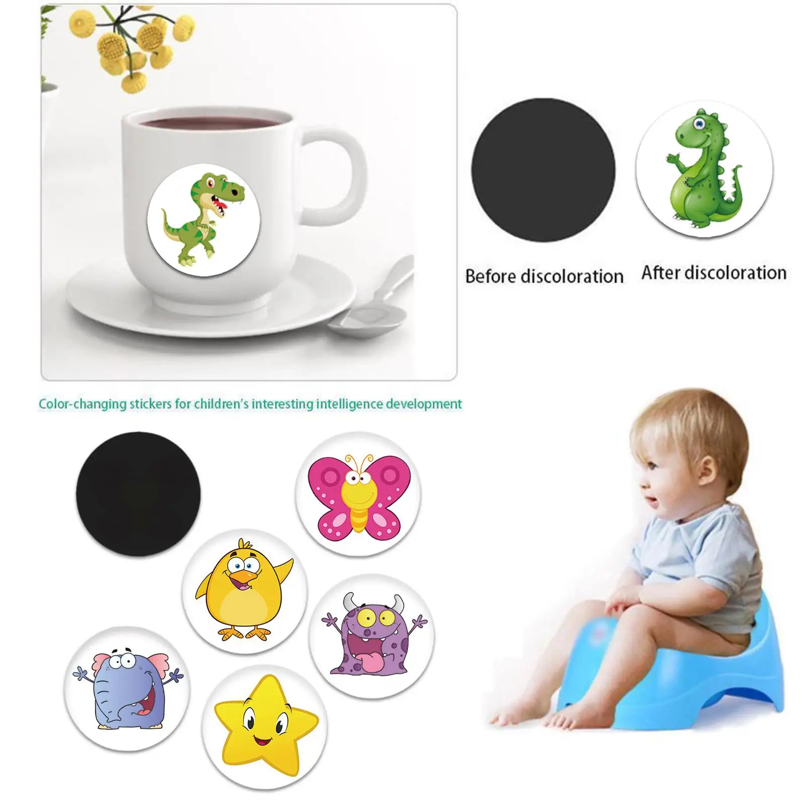 5PCS Color Changing Toilet Sticker Toddler Potty Training Toilet Color Changing Toilet Sticker Potty Training Seat Magic Sticker