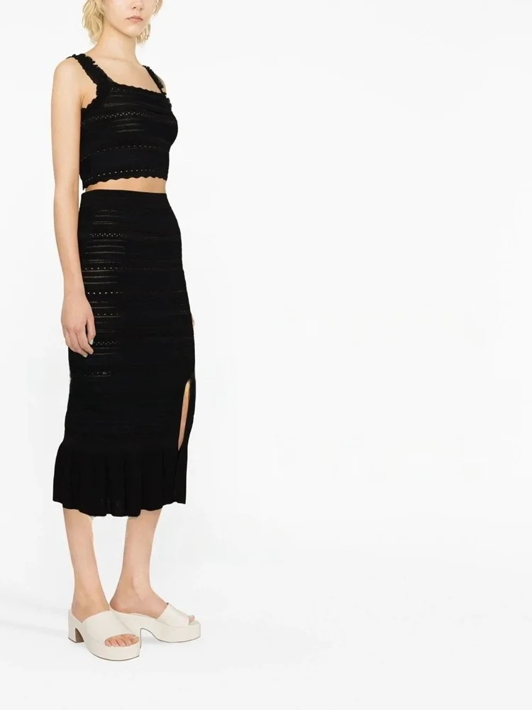 

Летний топ MaSandeS 2023: Модный женский вязаный жилет с кружевной отделкой, ажурным узором и бретелями, повседневный, с вырезами