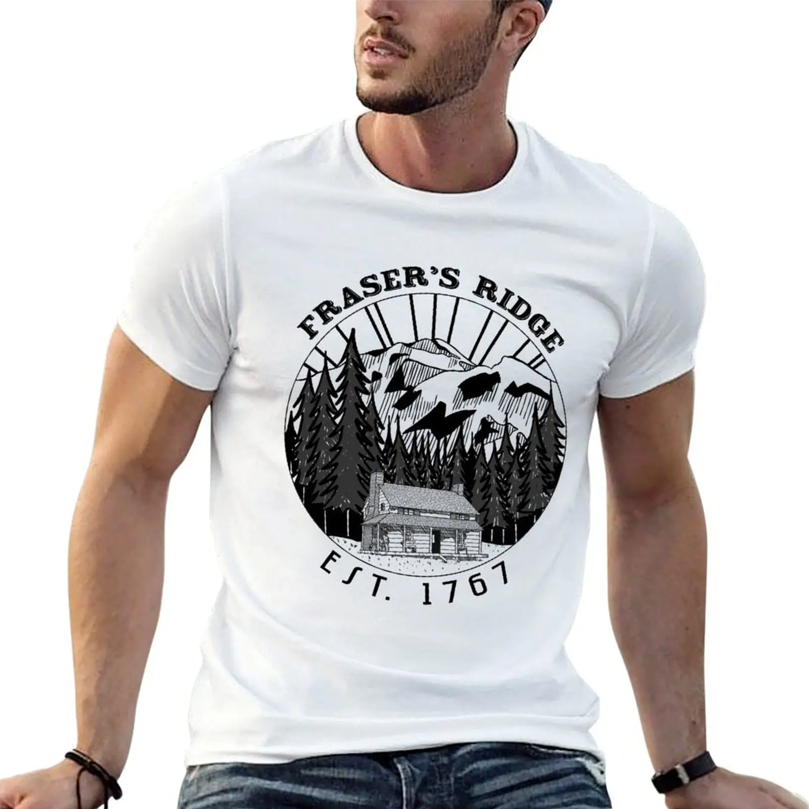 

Fraser's Ridge Est 1767 BLACK T-Shirt t shirts for man graphic tees man t shirts cotton T-Shirt