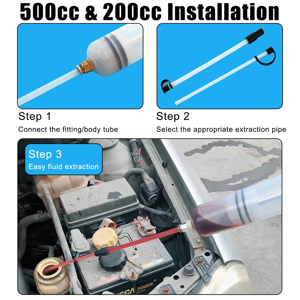 200/500/1500CC Pump Car Oil Change Fuel Filler Transfer Brake Bleeder Liquid Fluid Extractor Hand Suction Vacuum Filling Syringe