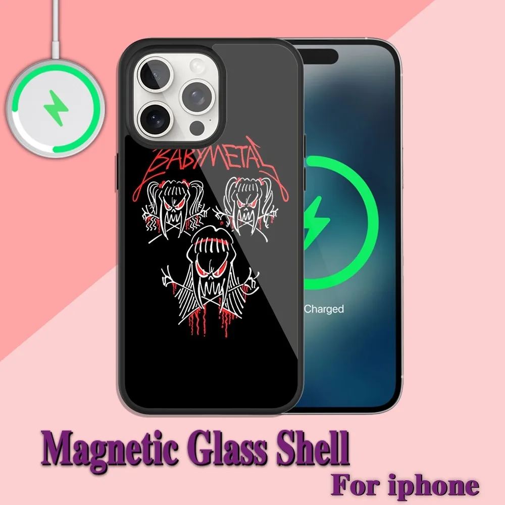 Babymetal Japanese girl idol Phone Case For iPhone Charging 13 14 15 11 12 Pro Max Plus Glass Magsafe Magnetic Shell