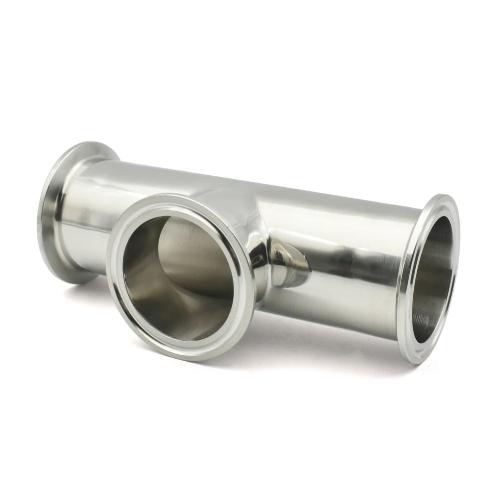38-102mm 304 Stainless Steel Sanitary Card Sleeve Tee Short End Tee Joint 1.5 -4