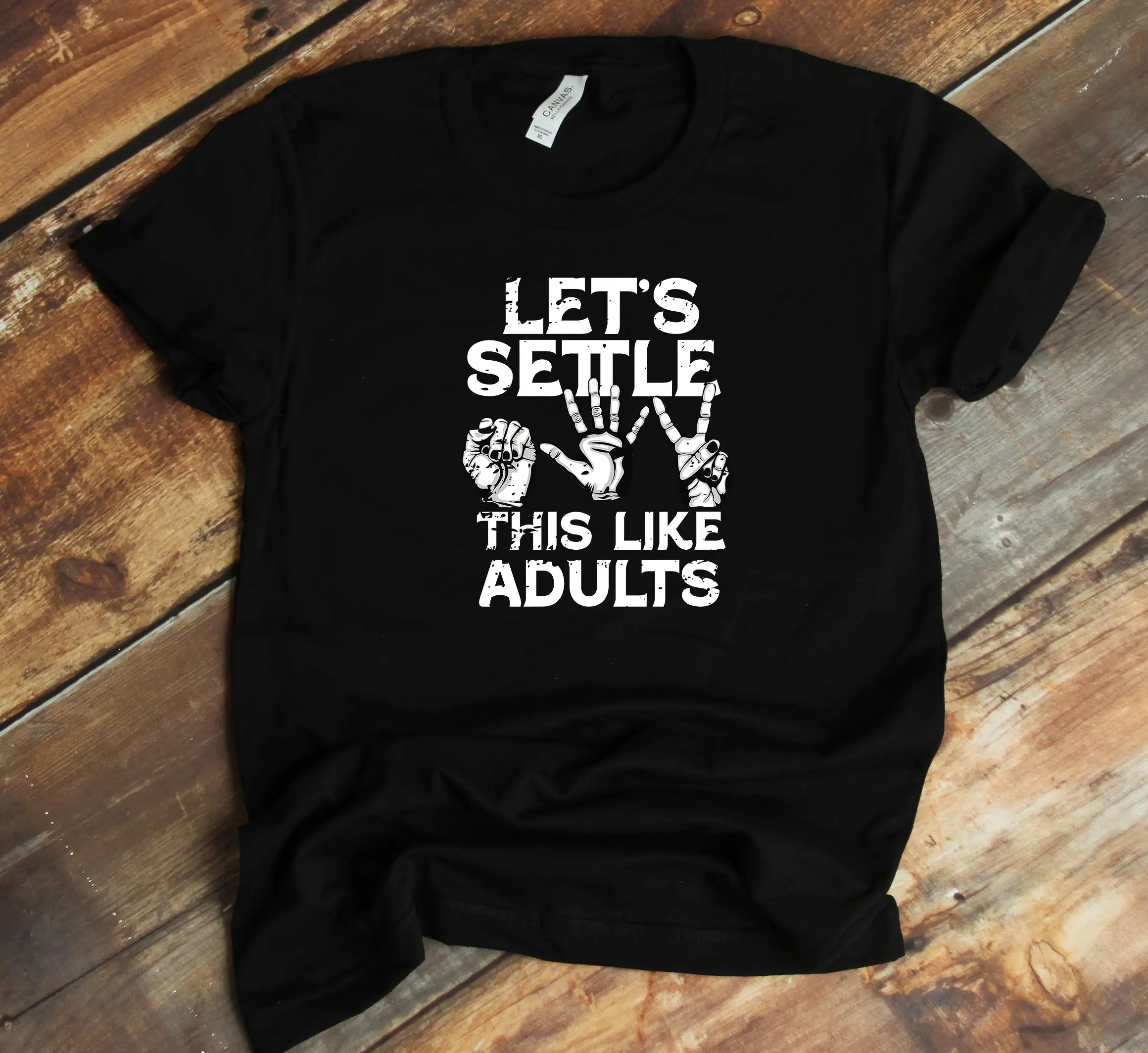 Let'S Settle Like Adults T Shirt Rock Paper Scissors Funny Adulthood