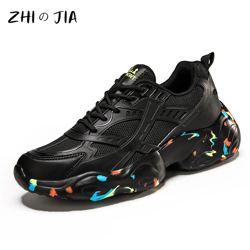 Large Size Thick Sole Fashion Trendy Men's Women's Shoes Popular Couple Mesh Breathable Sneaker Lightweight Running Footwear