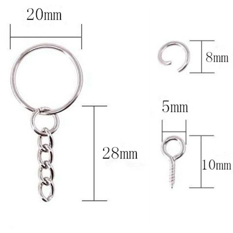 450Pcs Key Chain Rings Kit, Including 150Pcs Keychain Rings with Chain and 150Pcs Jump Ring with 150Pcs Screw Eye