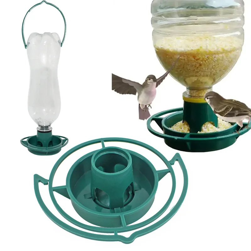 1Pcs Outdoor Bird Feeder Automatic Hanging Plastic Feed Bowl For Parrot Pigeon Pet Indoor Bottle Mouth Docking Feeding Supplies