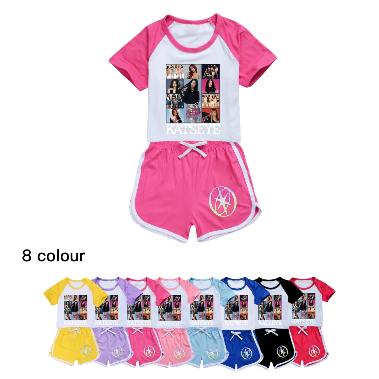 

KATSEYE Graphic Clothes Girls Group Kpop World Tour Tshirt Shorts 2pcs Sets Kids 2026 Summer Pajama Sets Children's Sportsuits