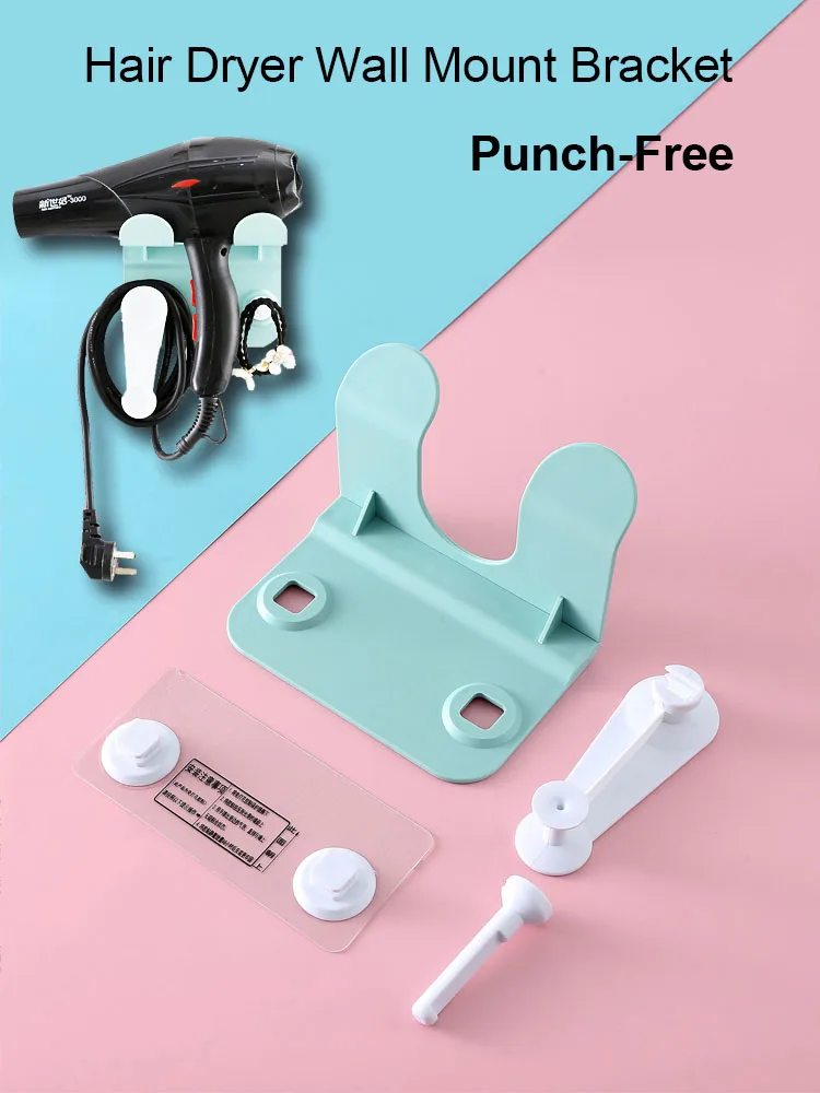 Asciugacapelli supporto per staffa di montaggio a parete asciugacapelli senza chiodi gancio per appendere con supporto per cavo gancio senza foratura per il bagno di casa