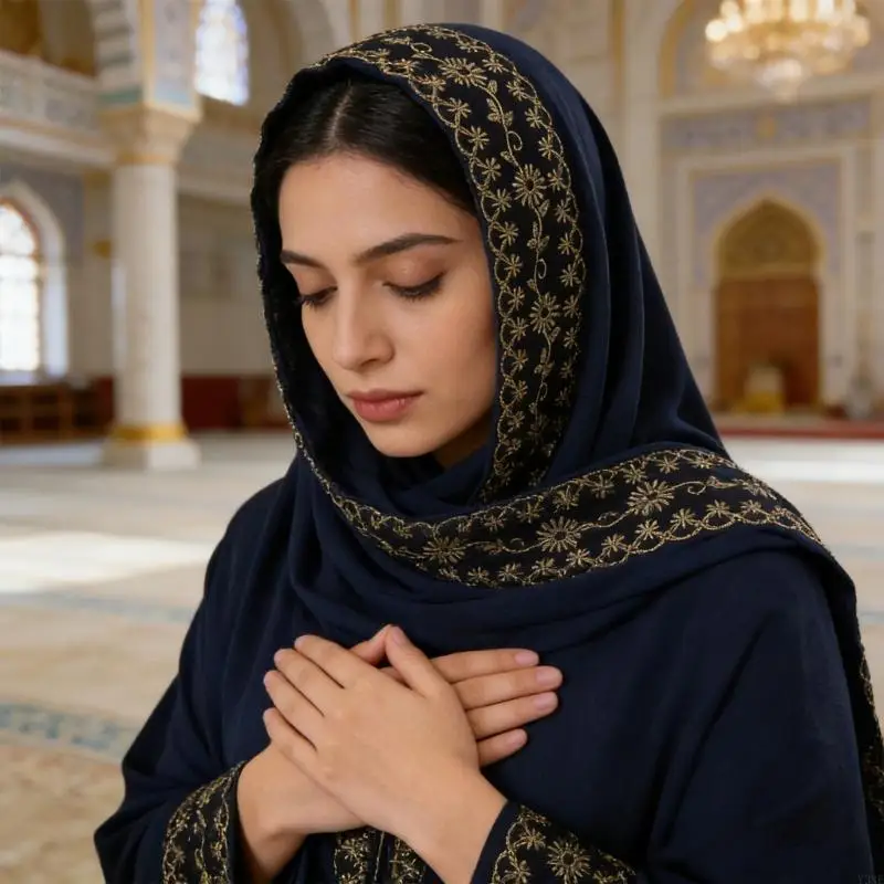 

Y3NE Этнический дизайн, хиджаб, шарф, шаль, предотвращает истирание и скручивание, улучшает профессиональный вид для женщин и