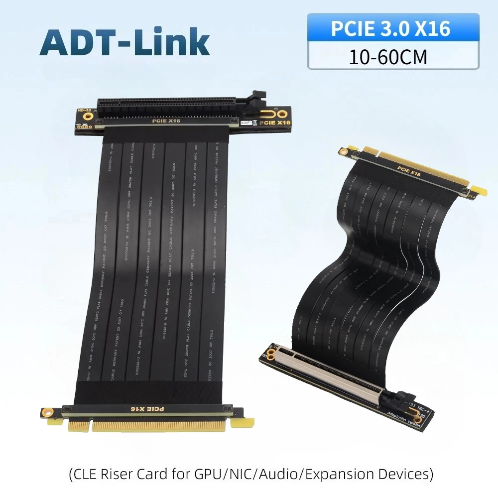 Cable Riser PCIe 16X, Extensión Riser PCI Express 3.0 x16, Cable Riser GPU Gen3 en Ángulo Recto de 90 Grados para Tarjeta Gráfica Vertical
