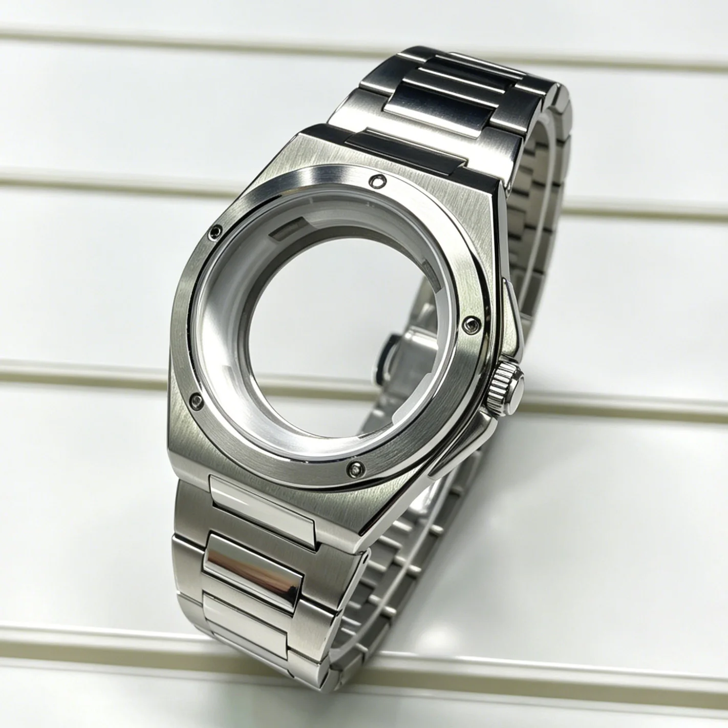38.5mm silver stainless steel case and strap, suitable for 8215 and st1612 movements, compatible with 31mm dial, repair and repl