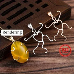 1pc 925 sterling silver 5 claws prong blank pendant for necklace jewelry making