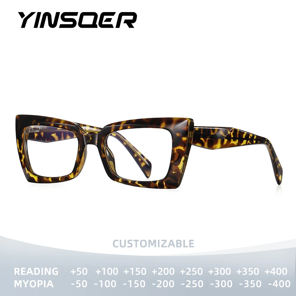 

YINSQER женские квадратные модные очки «кошачий глаз» оправа для очков с защитой от синего света очки для чтения настраиваемые близорукость дальнозоркость