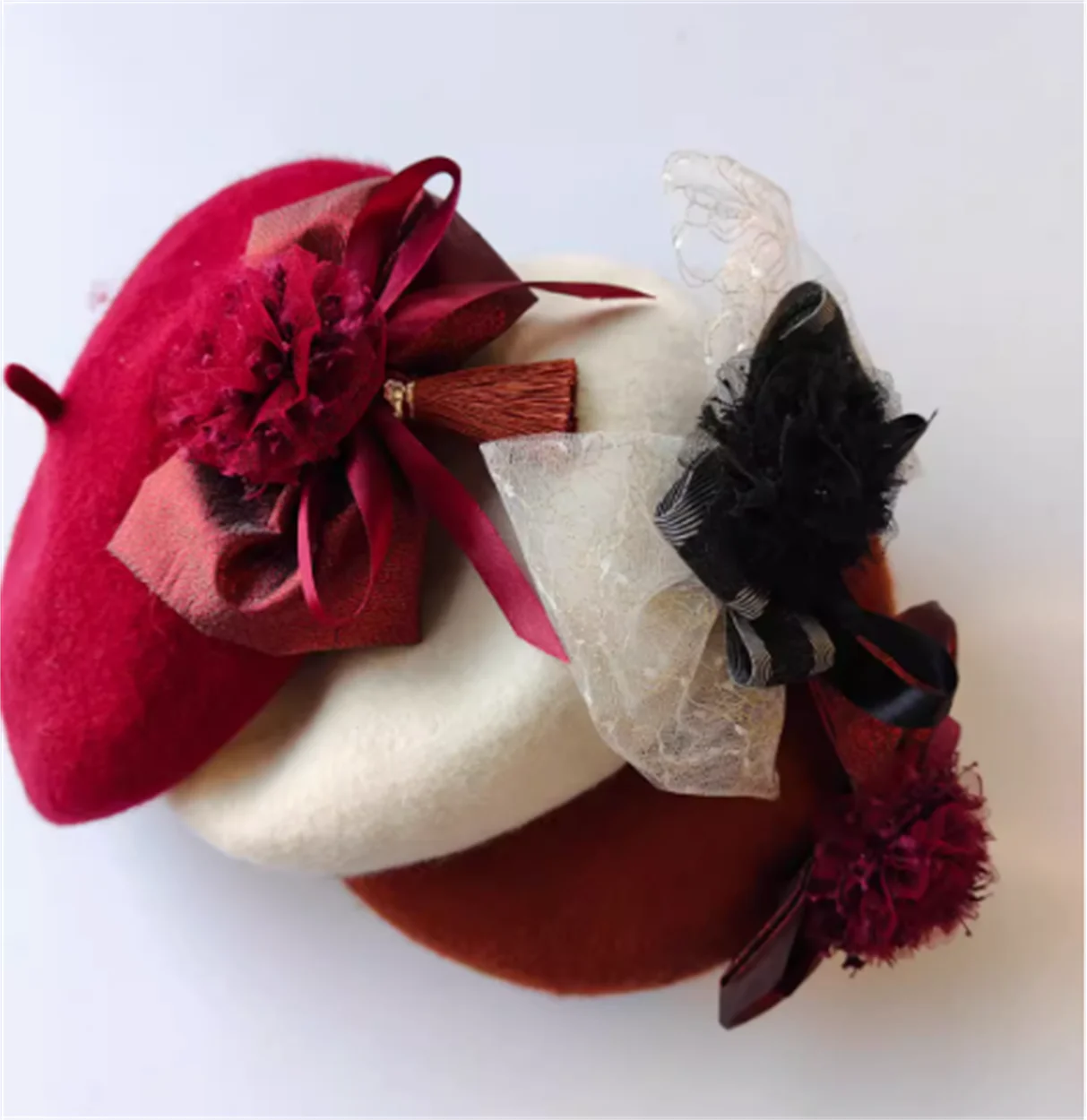 

French beret, stylish girl Lolita