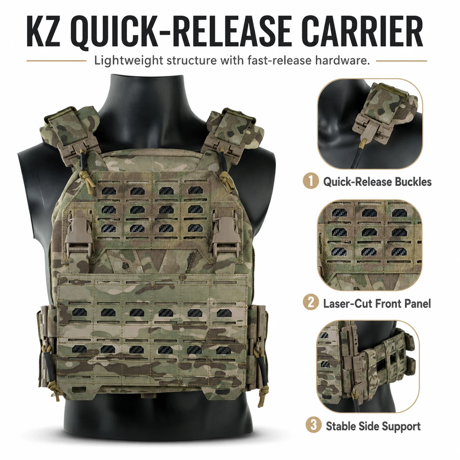 전술 조끼 에어소프트 플레이트 캐리어 경량 퀵 릴리즈 - Molle Tactical Vest Military Laser Cut 리뷰 및 가격