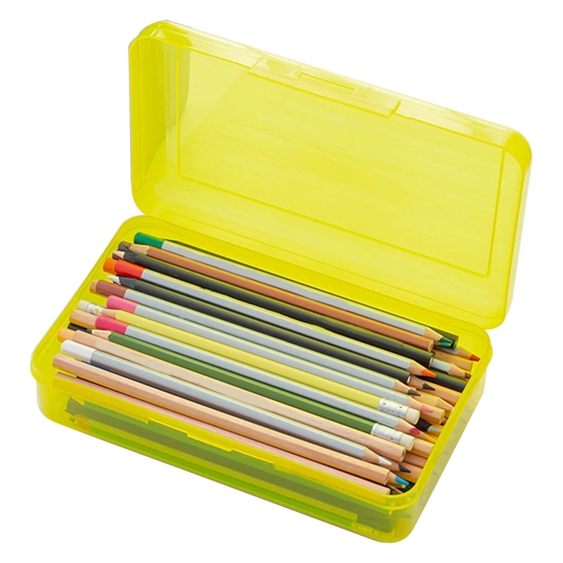 Clear Plastic Pencil Box Crayon Pen Storage Box Marker Pen for Case Stackable