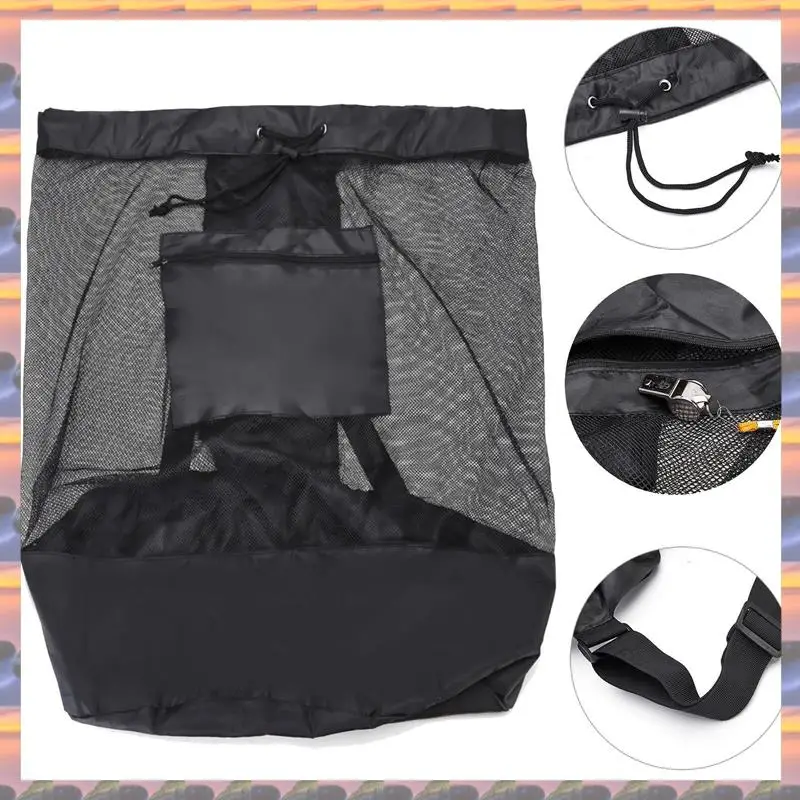ABML Mesh Bag Adjustable Drawstring Soccer Storage Bags Waterproof Sports Ball Pack Volleyball Football Pocket, Big Durable