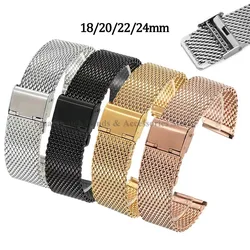 18/20/22/24mm 1.0mm Shark Mesh Steel Strap for Samsung Watch6/5/4 Bracelet for Huawei Watch GT4/3 Sport Quick Release Wrist Band