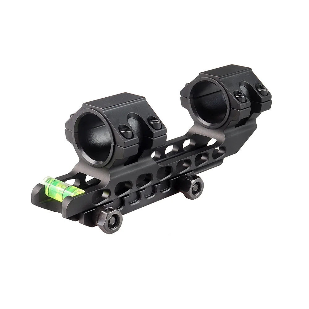 一体型スコープマウント、25.4 /30mm デュアルリングハンティングスコープアダプター、バブルレベル付き 20mm ウィーバーピカティニーに適合、ブラック/タン