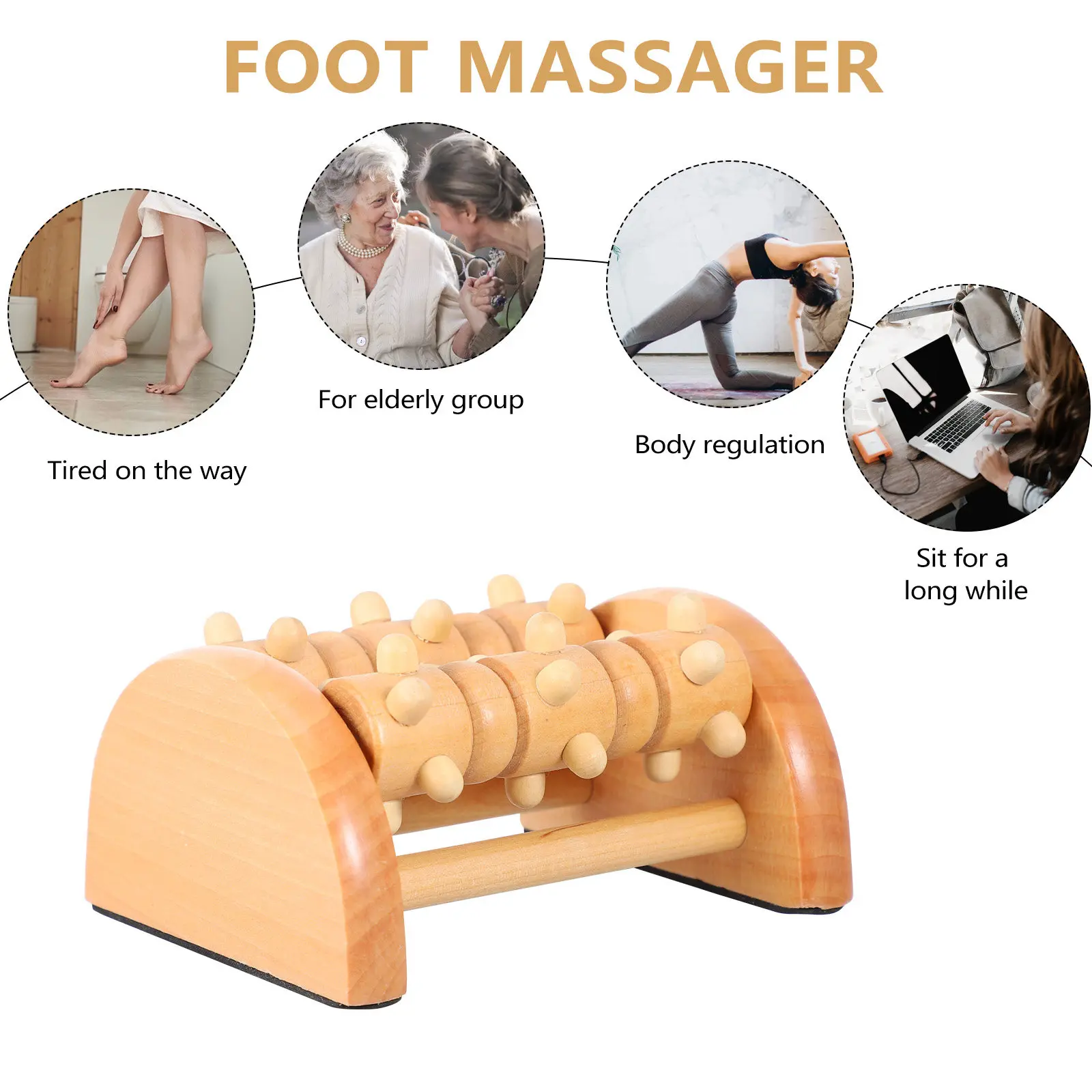 

Wooden Foot Massager Roller for Plantar Fasciitis Pain Relief Deep Tissue Acupressure Massage Tool Blood Circulation Enhancer