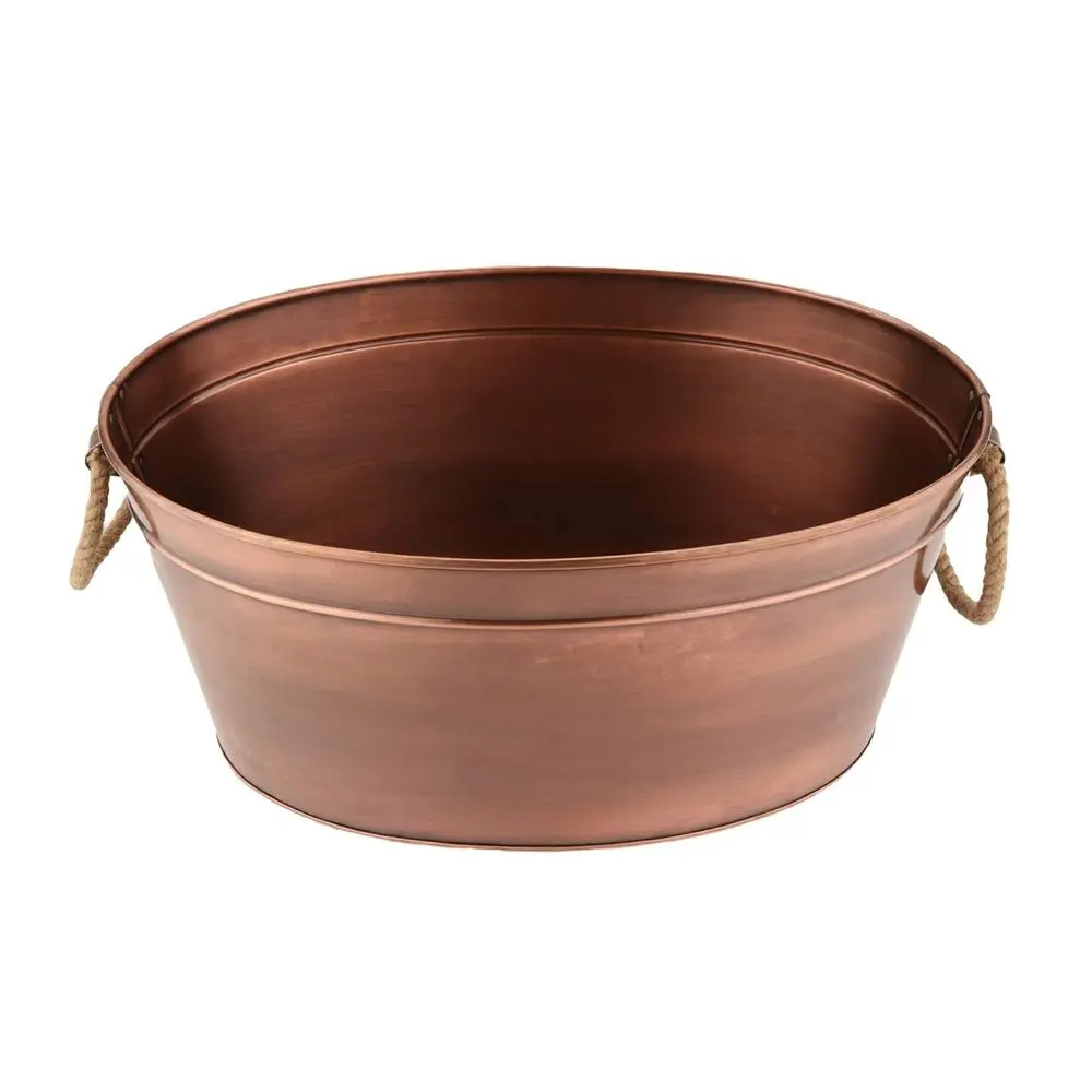 

8 Gallon Antique Copper Beverage Tub with Rope Handles
