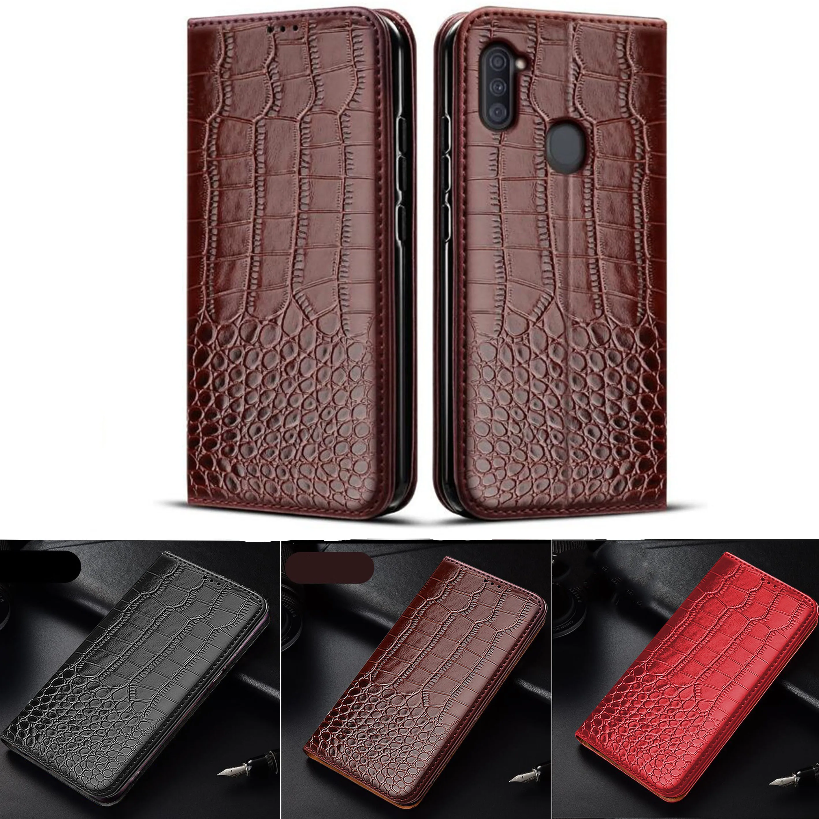 Funda de cuero para teléfono móvil, carcasa de Color caramelo para Samsung Galaxy A 51, A11, A21S, A71, A31, A41, A01 Core, cartera, SM-A515F