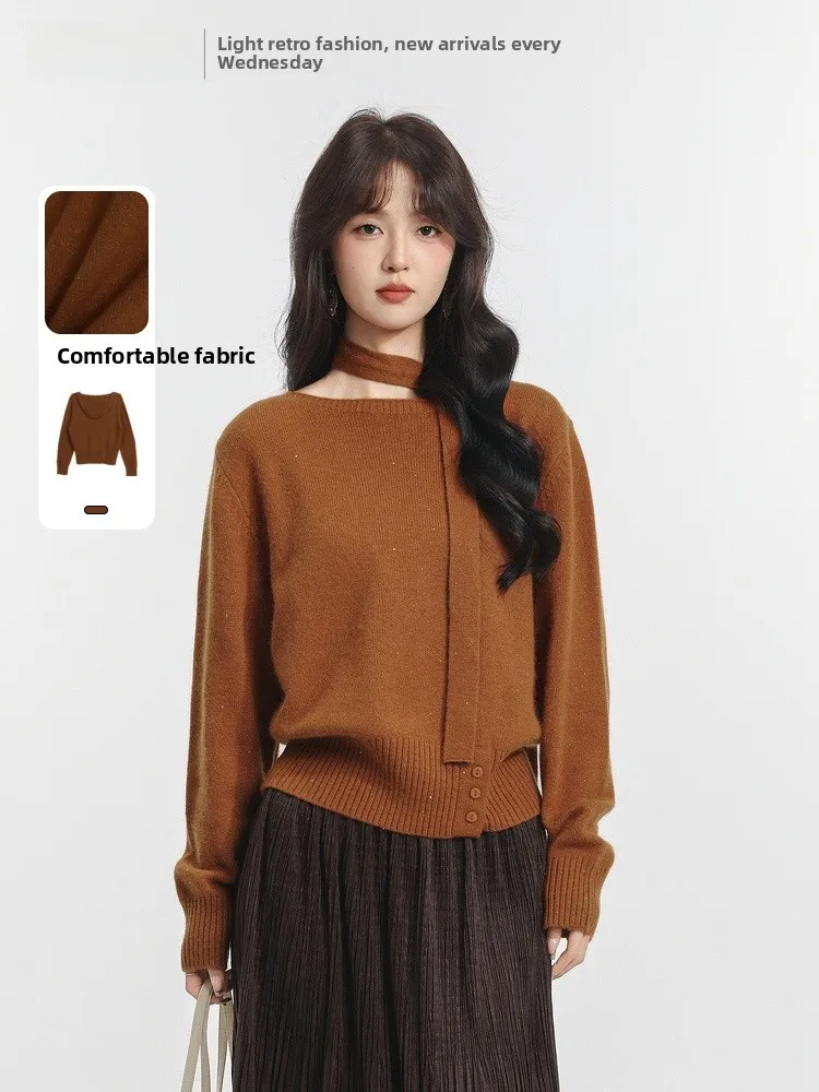 

Loose Fit Knitted Sweater 2025 Winter New Sle Memory Start Point Casual Versatile Slimming Overhead round Ne Long Sve