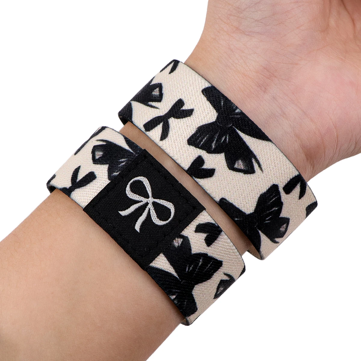 Black Bow Bracelet For Women Men Armband Sport Wristband Short Strap Elastic Bangle Bracelets Cosplay Accessories Gift