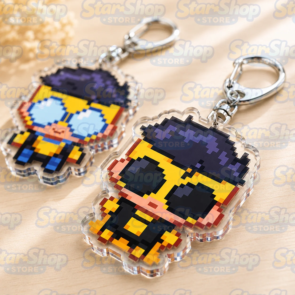Adult Animated Superhero Pixel Chibi Keychains for Women Accessories Bag Omni Man Key Chain Keyrings Jewelry Fans Friends Gifts
