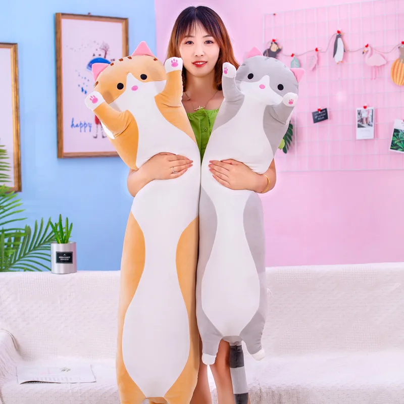 130CM Cute Soft Long Cat Pillow Dog Boyfriend Plush Toys Stuffed Pause Office Nap Sleep Pillow Cushion Gift Doll for Kids Girl