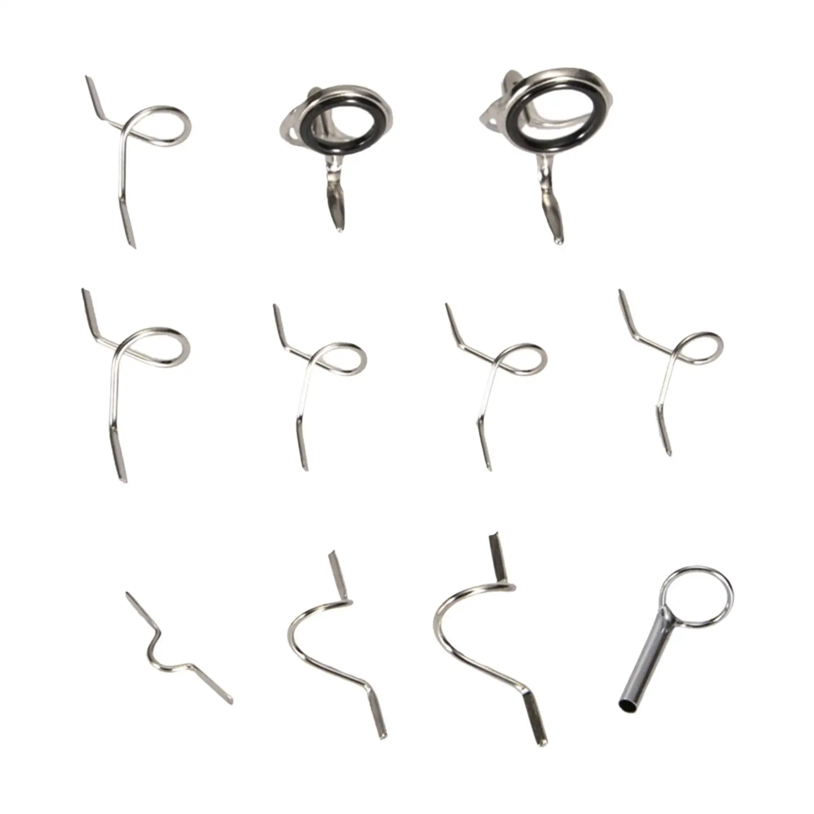 Fly Fishing Rod Guide Tip Repair Kit Set DIY Eye Rings Different Size Stainless Steel Frames Fly Rod Guide Set