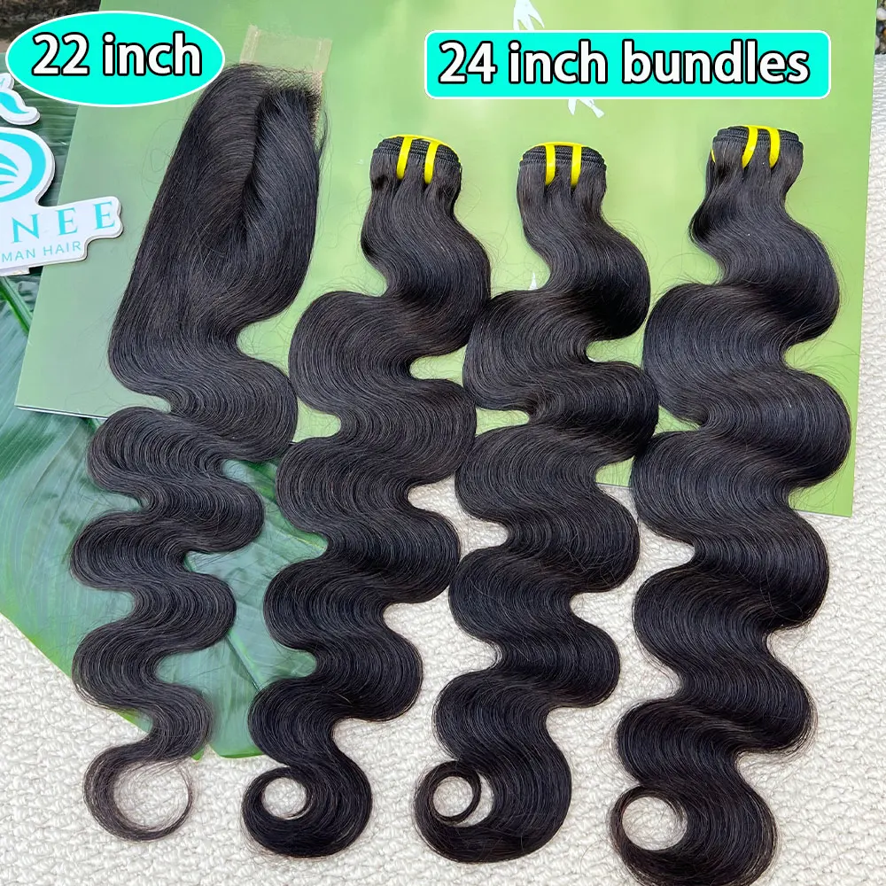 Body Wave 100% Human Hair Bundles And 2x6 HD Middle Part Lace Closure Unprocessed Vietnamese Hair Extensions