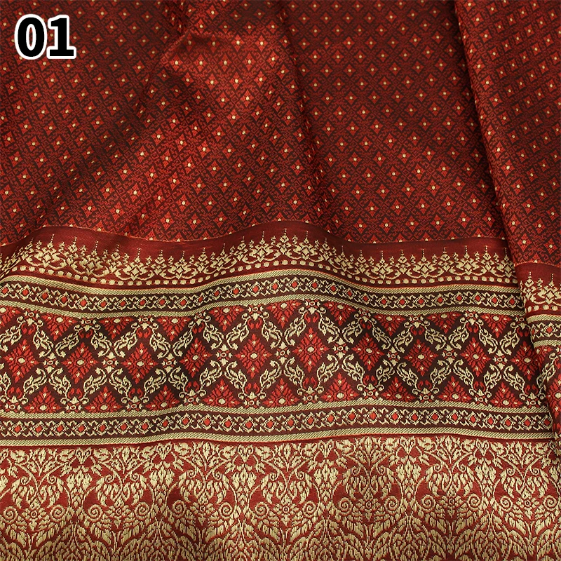 50X100Cm Dai Ethnic Thai Traditional Costume Fabric Southeast Asia Brocade Woven Straight Skirt Sew Diy Fabric Skirt Tube Dress